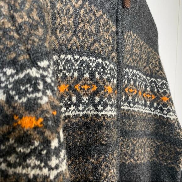 Telluride Clothing Fair-Isle Full Zip Cardigan Wool Blend Charcoal Gray Medium - Picture 6 of 13